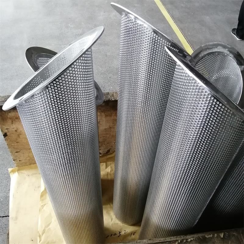 304 Stainless Steel Mesh Basket With Punched Sheet Water Treatment Filter Element